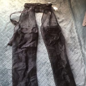 Black Sheer Jogger Chaps. Size Medium.